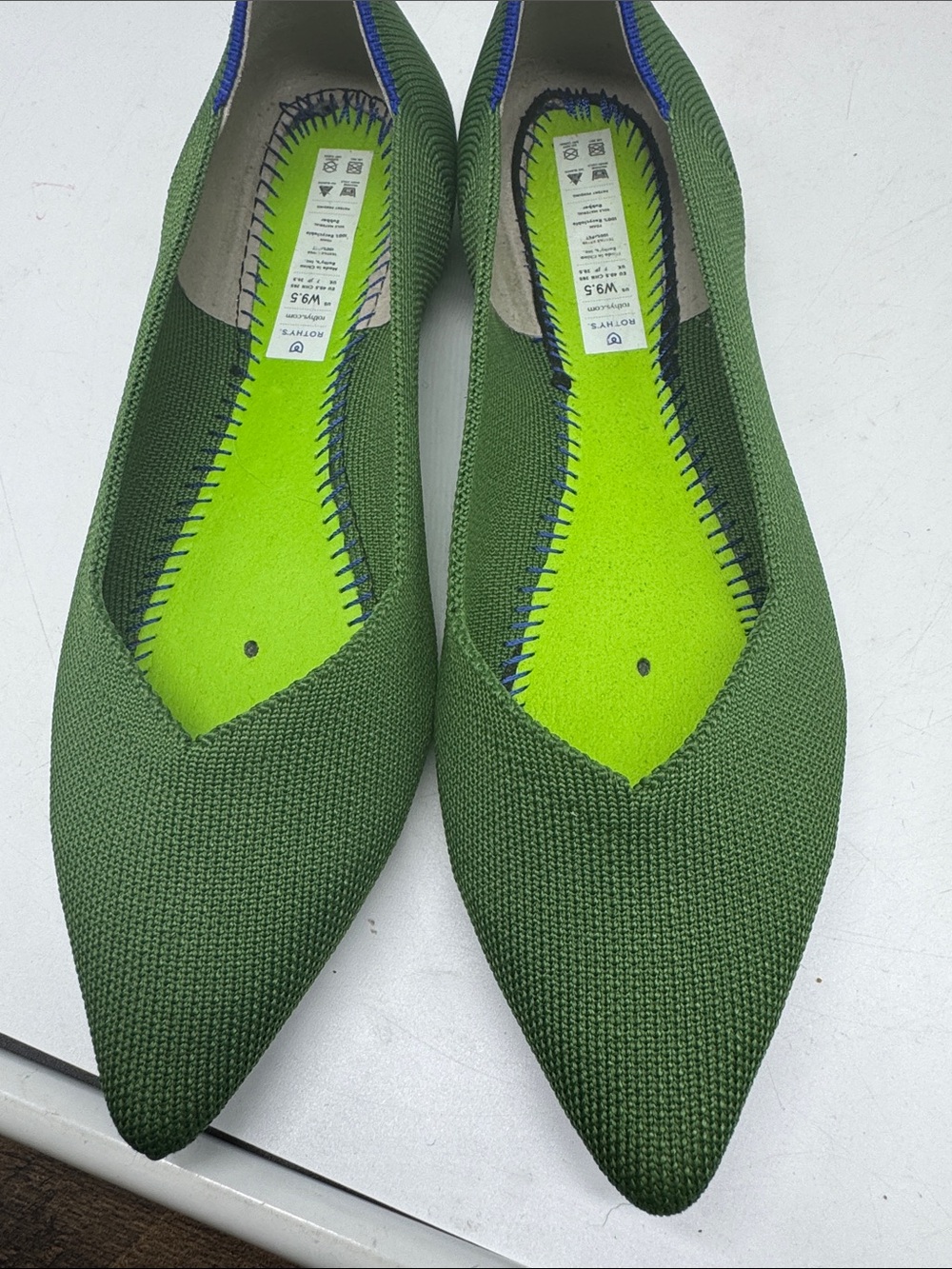 Rothy’s Willow Pointed Toe Flats Green Size 9.5 - Picture 11 of 15